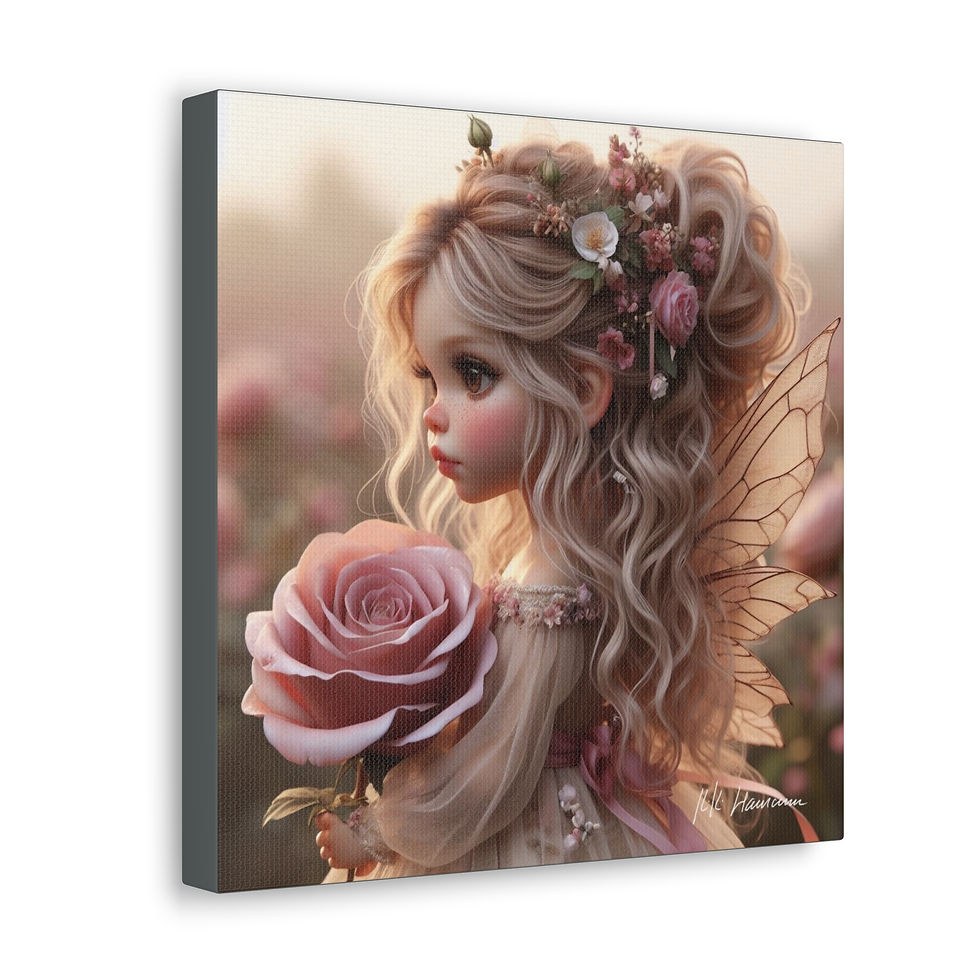 Thumbnail: Rose Pink 4  - Canvas Print - Gallery Style -  Flower Fairies