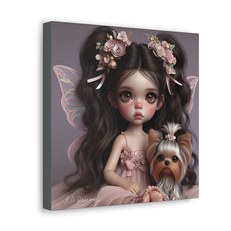 Thumbnail: Yorkie 2 - Canvas Print - Gallery Style -  Fairy Tails