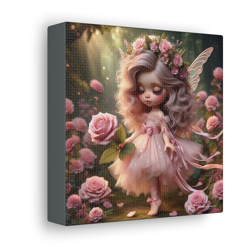 Thumbnail: Rose Pink 2  - Canvas Print - Gallery Style -  Flower Fairies