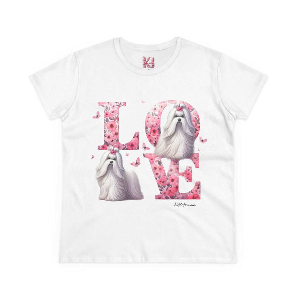 Thumbnail: Maltese "Love" - Women's Midweight Cotton Tee