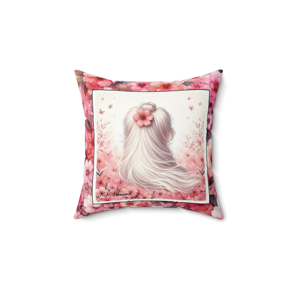 Thumbnail: Maltese Letter Heart -Faux Suede Square Pillow - 14 x 14"