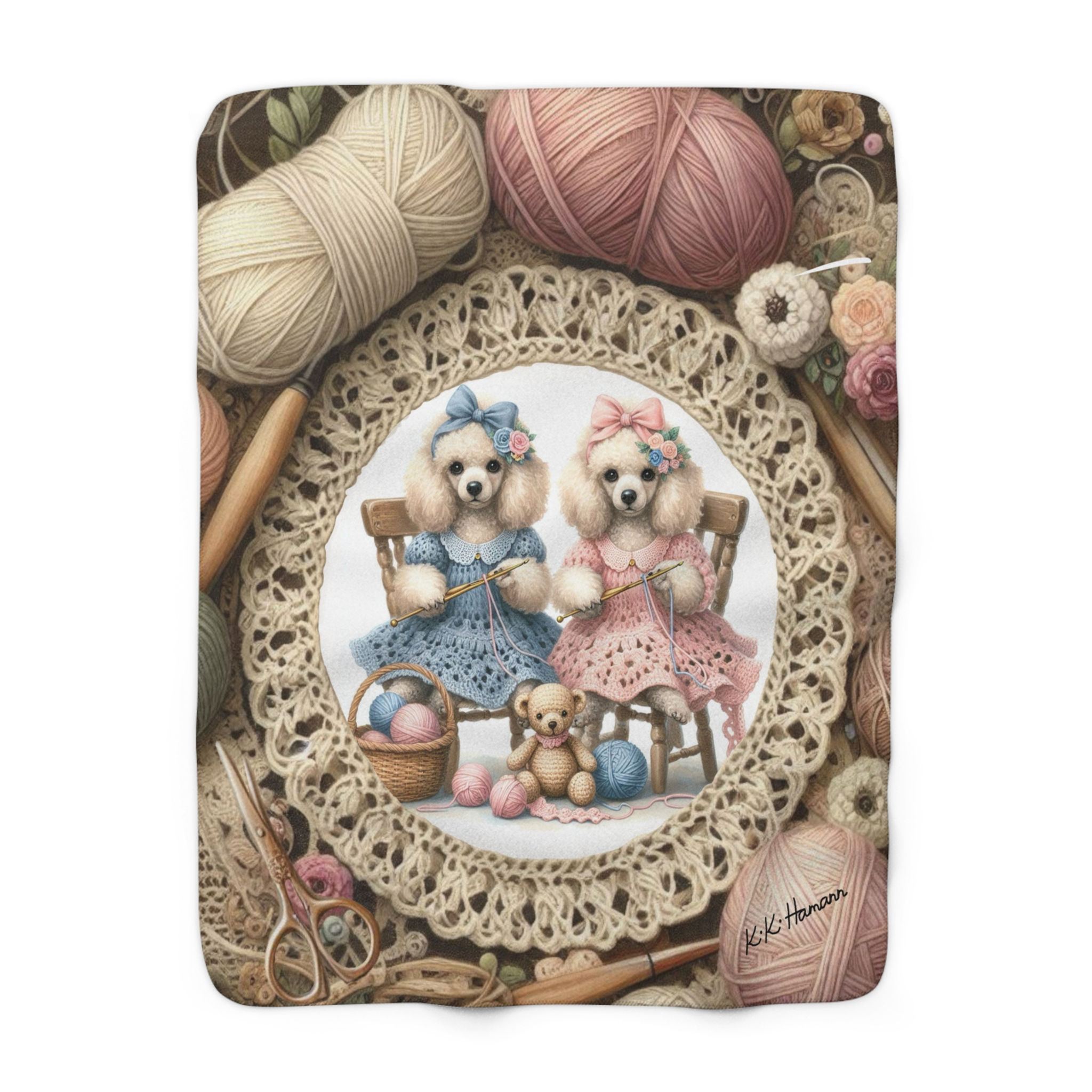 Poodle "Crochet Club" - Sherpa Blanket