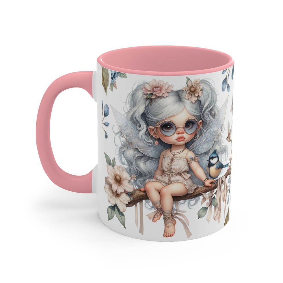 Thumbnail: Tufted Titmouse  Fairy   "Birdies and Fairies "  Art Mug 