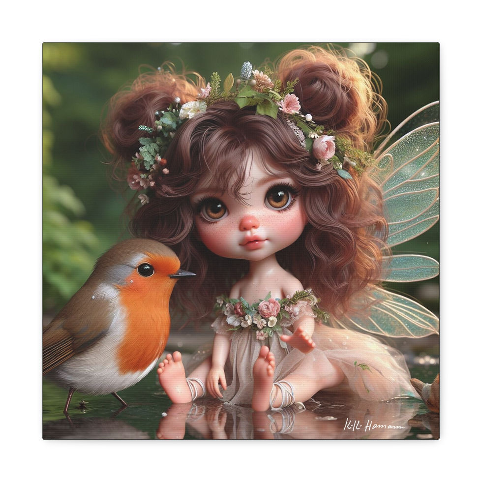 Thumbnail: Robin 3 - Canvas Print - Gallery Style -  Birdie Fairies