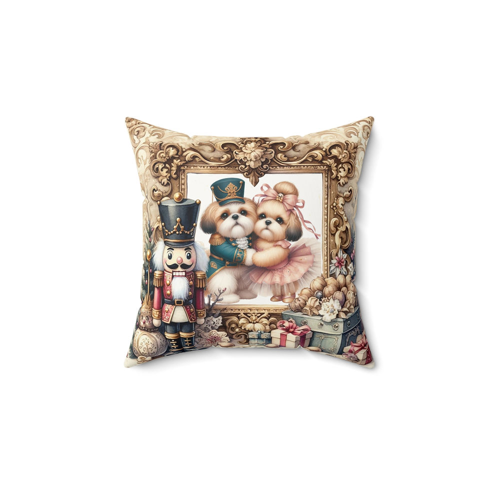 ShihTzu Nutcracker -Faux Suede Square Pillow 14 x 14"