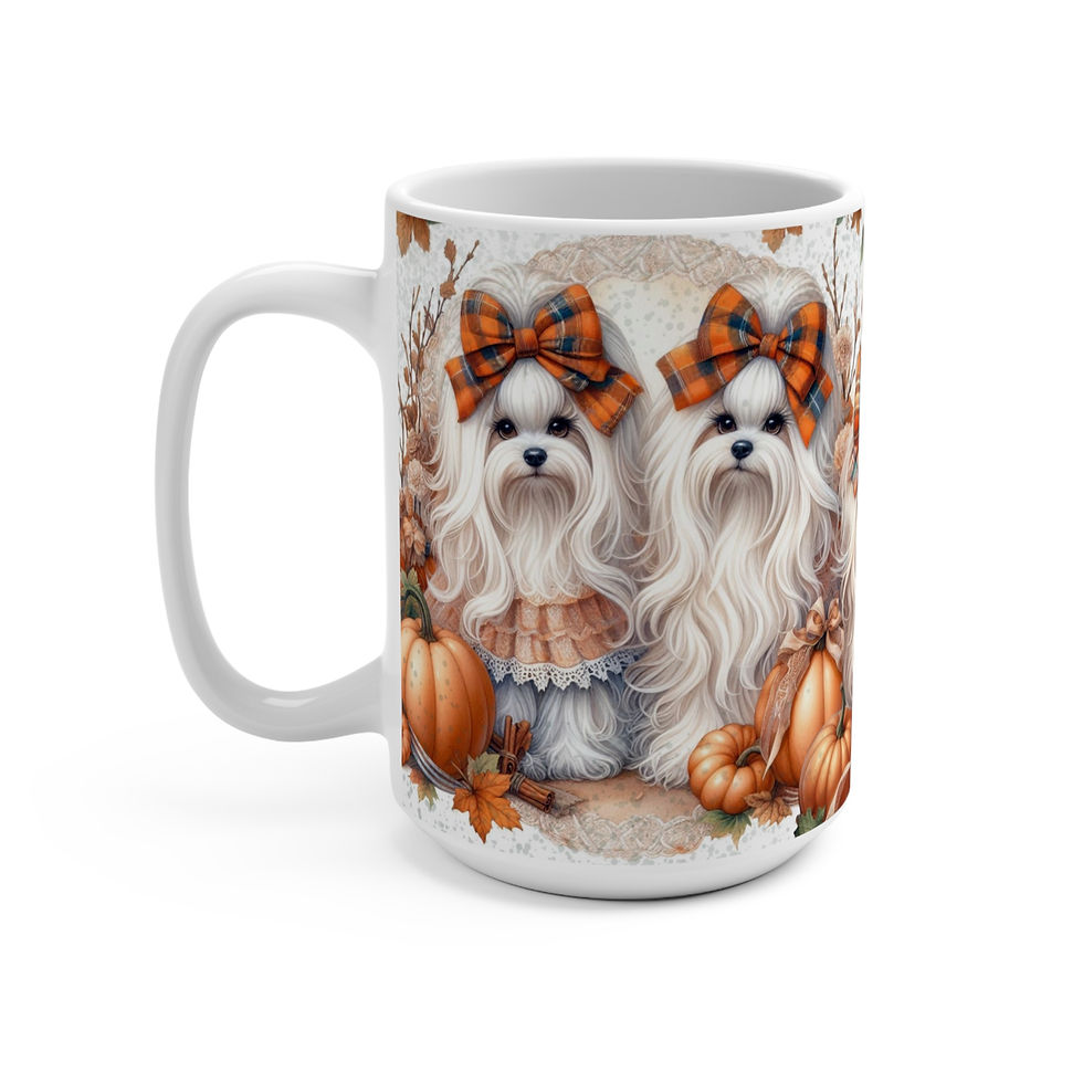 Thumbnail: Maltese - "Pumpkins" 15oz -   Super large  mug