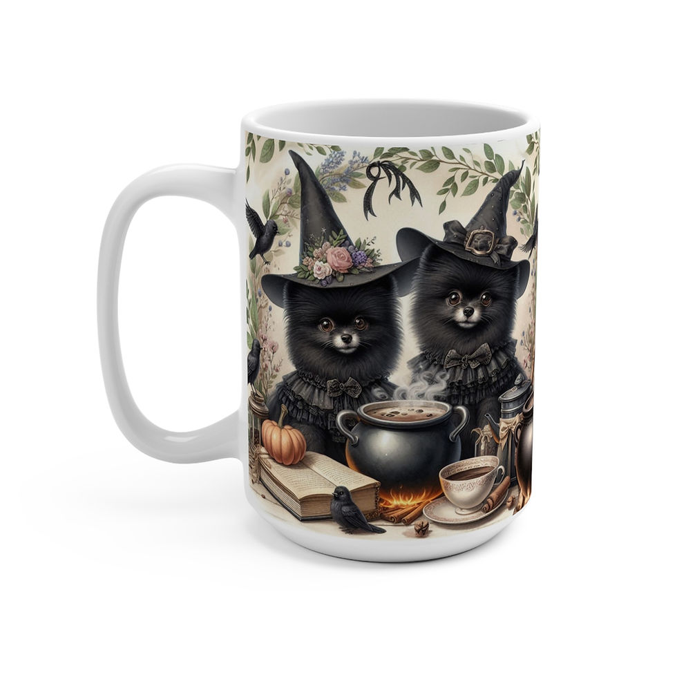 Thumbnail: Pomeranians (Black) - "Apothecary" 15oz -   Super large  mug