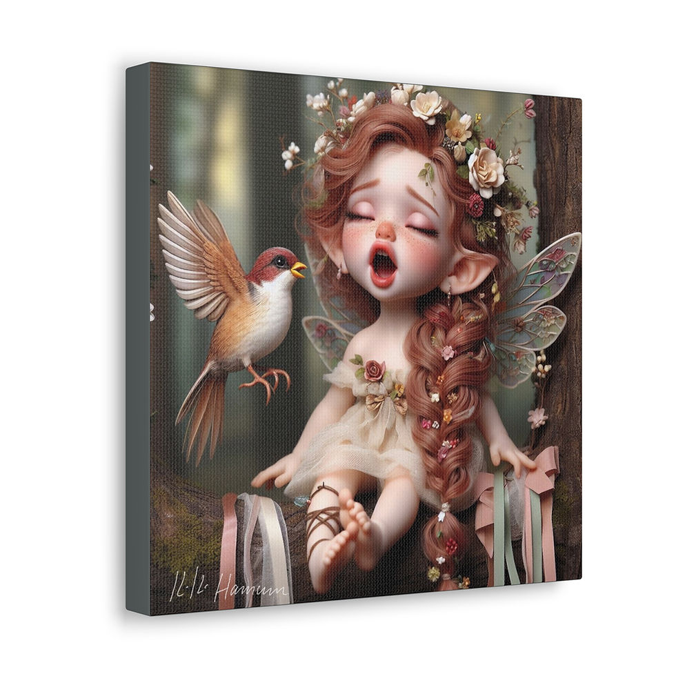 Thumbnail: Song Sparrow 1 - Canvas Print - Gallery Style -  Birdie Fairies