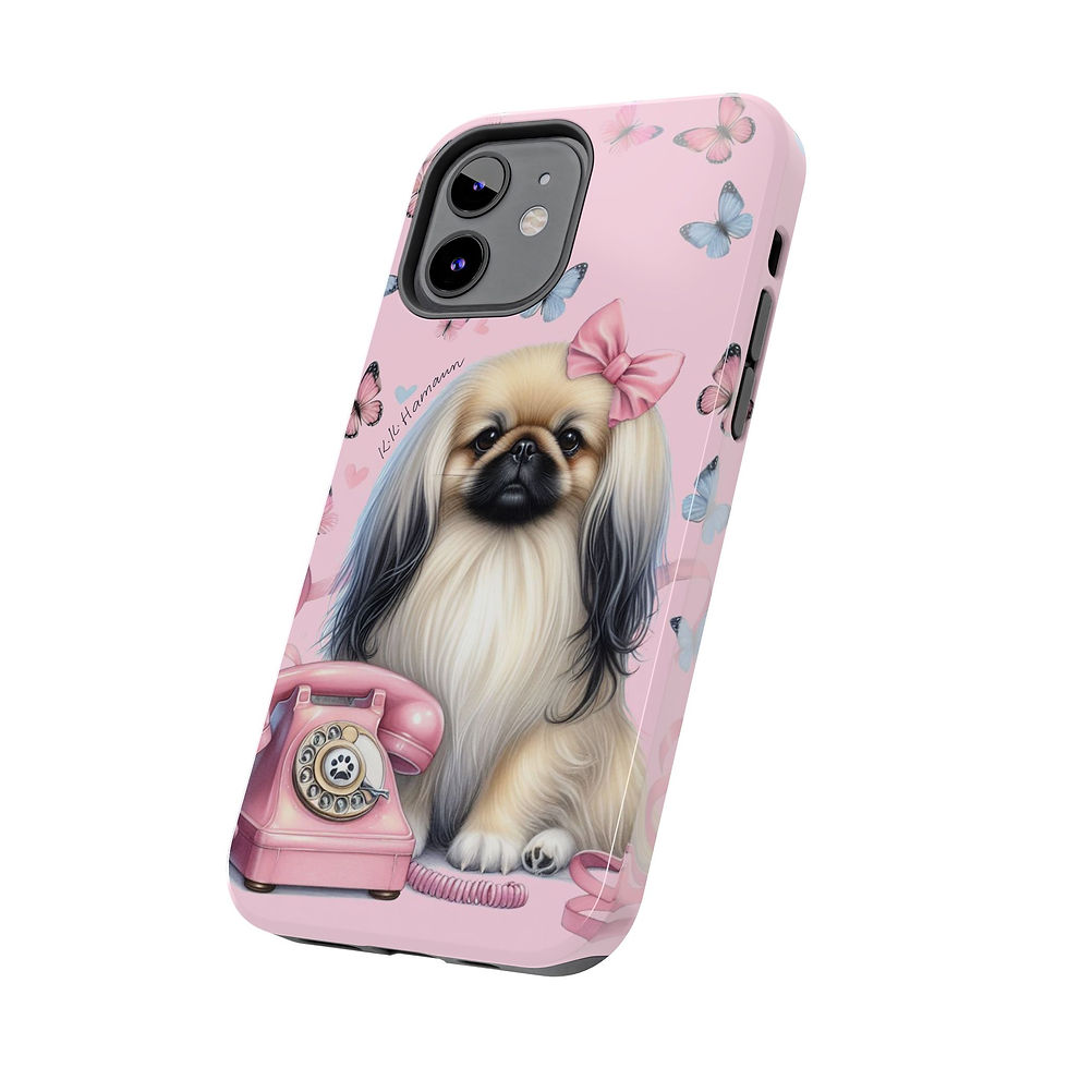 Thumbnail: IPhone Pekingese Pink Retro Phone - Tough Cases
