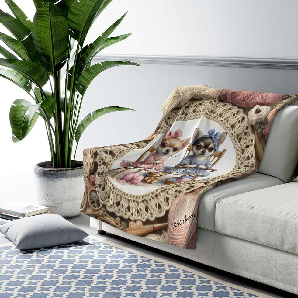 Thumbnail: Chihuahua "Crochet Club" - Sherpa Blanket 