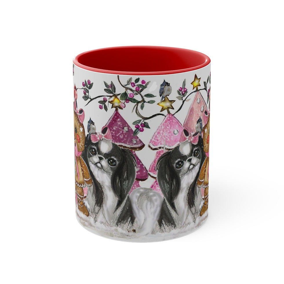 Thumbnail: Pink Christmas  Art Mug -  Japanese Chin  Edition