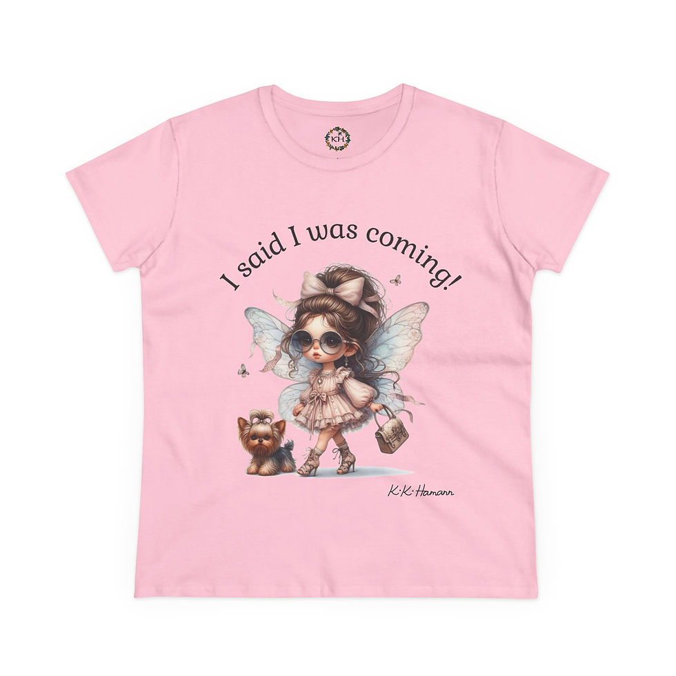 Thumbnail: Yorkie - I said I was coming! - Women's Midweight Cotton Tee