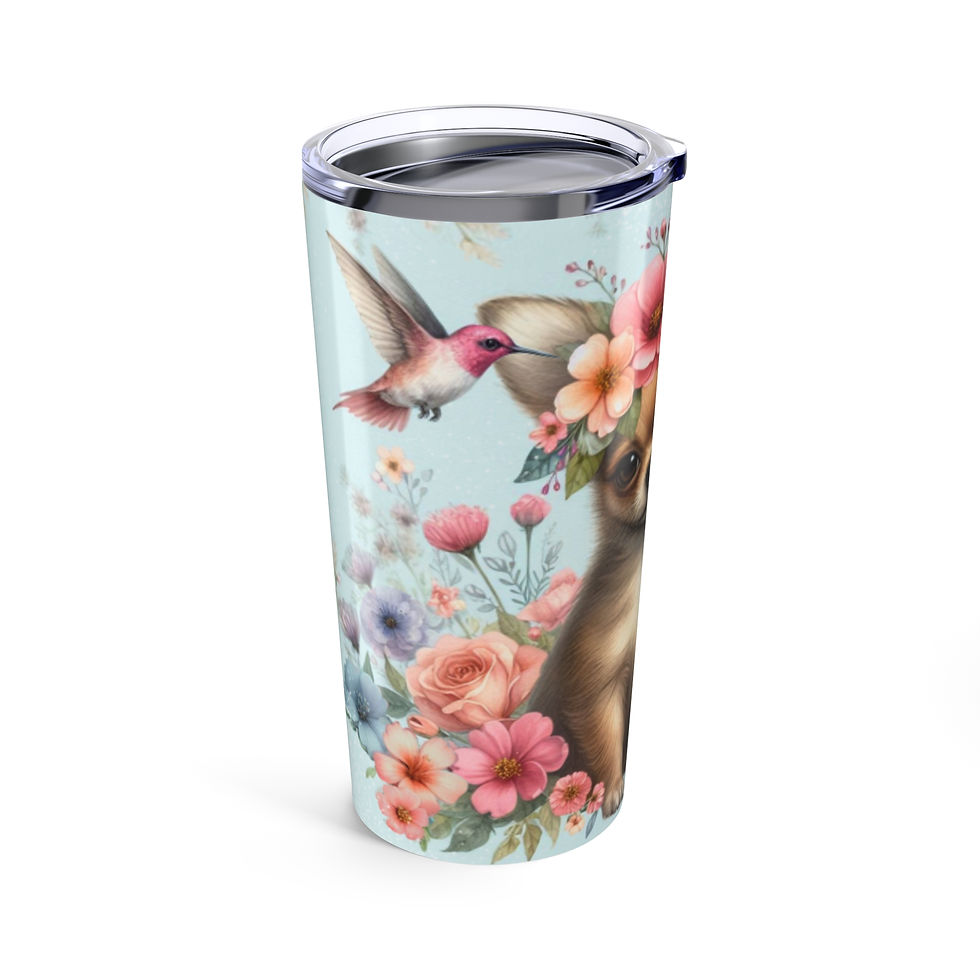 Thumbnail: Chihuahua (fawn) and Hummingbirds - Tumbler 20oz