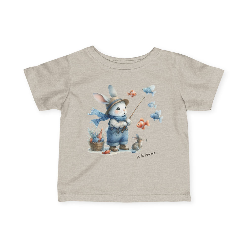 Thumbnail: Henry the Fisherman Bunny Little Dreamer Toddler T-shirt | Kiki Baby