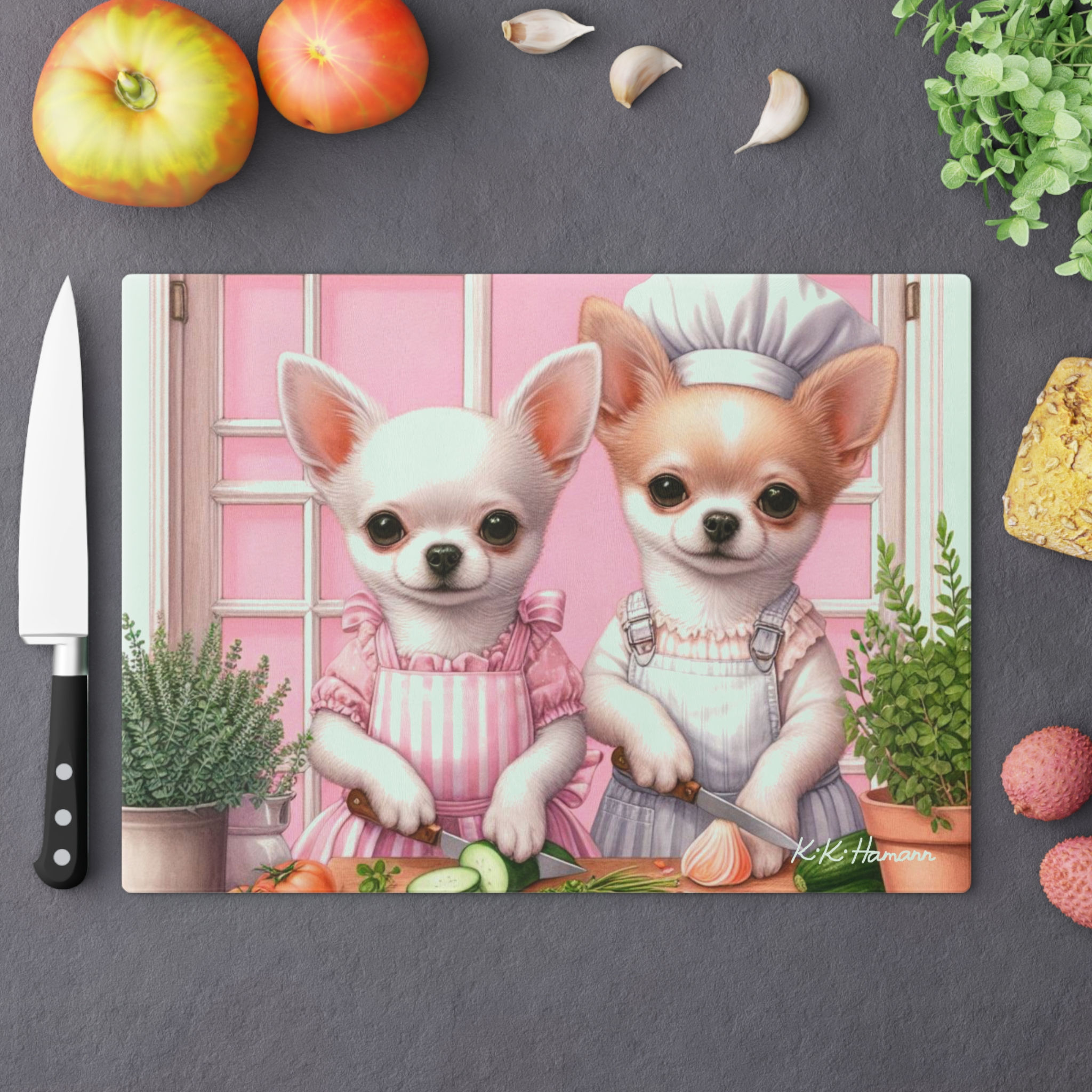 Chihuahuas Cutting Board (glass) - Eat your Veggies