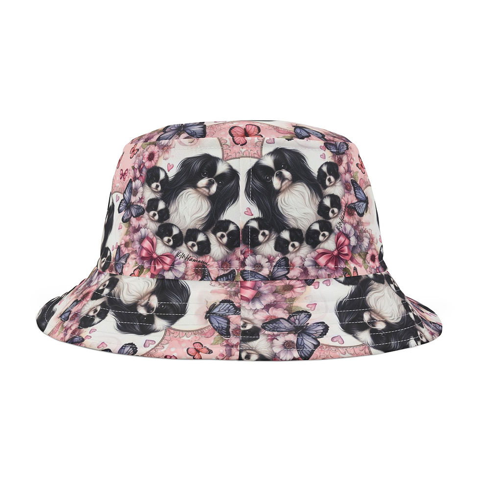 Thumbnail: Japanese Chin -  "Pretty in Pink" Bucket Hat 
