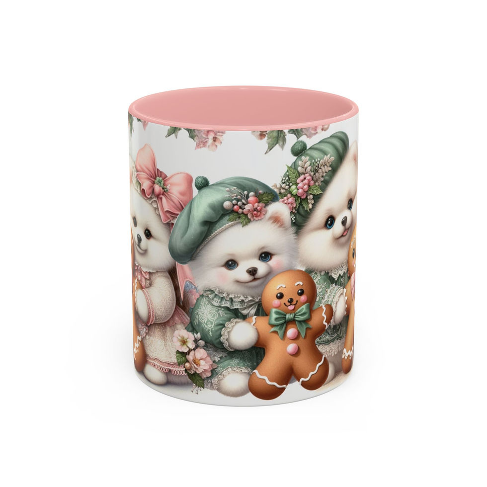 Thumbnail: Pomranians (white) "Gingerbread Wonderland" - Accent Coffee Mug 11 oz