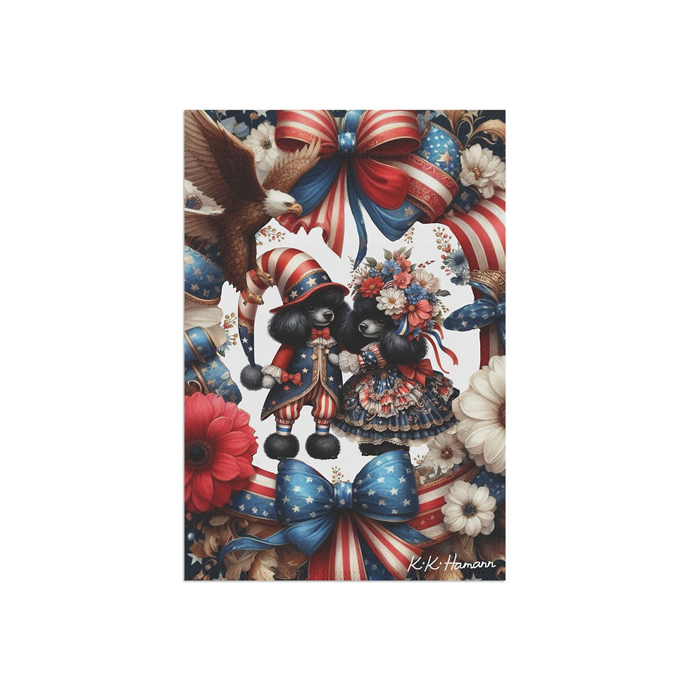 Thumbnail: Poodle (Black) - Kiki’s Independence Day Puppy Elves Garden Banne