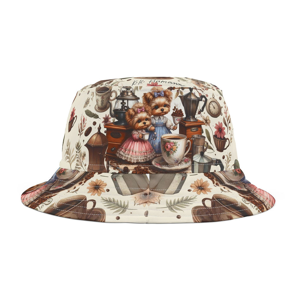 Yorkies -  "More Coffee please" Bucket Hat 