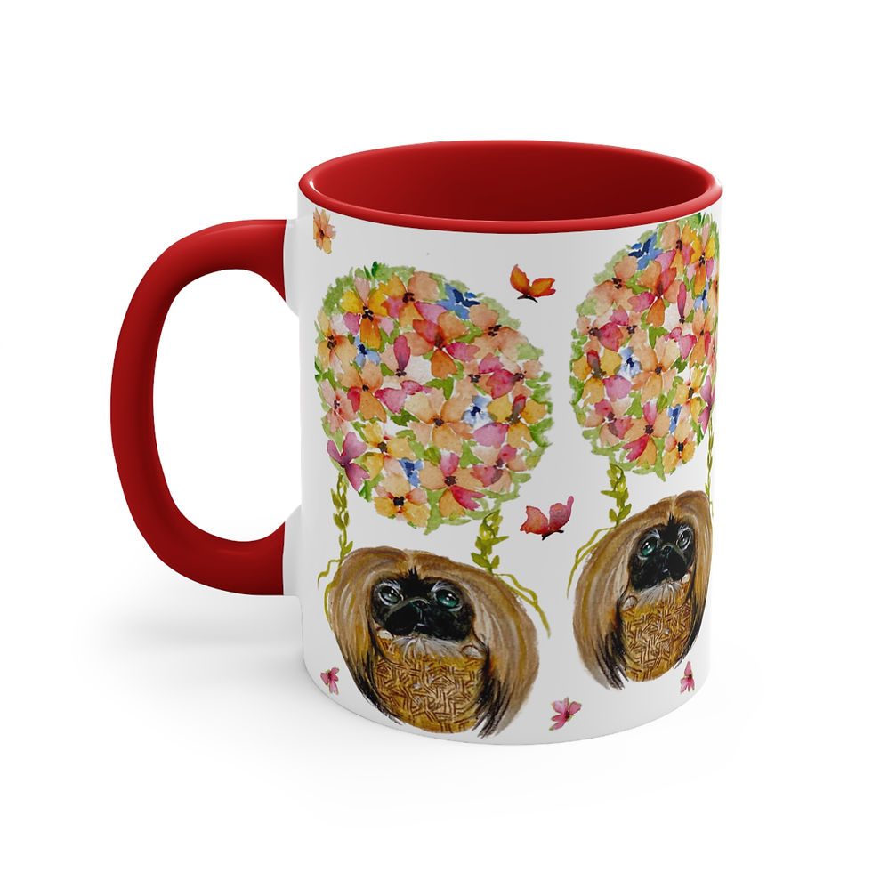 Thumbnail: Flower Baloon Pekes Art Mug - pekingese