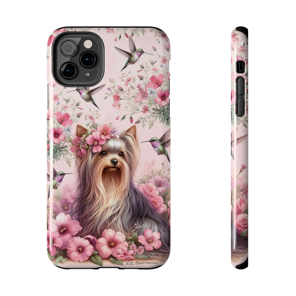 Thumbnail:  Iphone Yorkie and Hummingbirds -  Phone - Tough  Cases