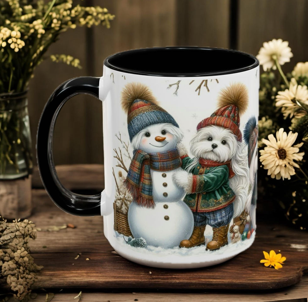 Thumbnail: Maltese Snowman Mug – Kiki Colors Scandinavian Collection