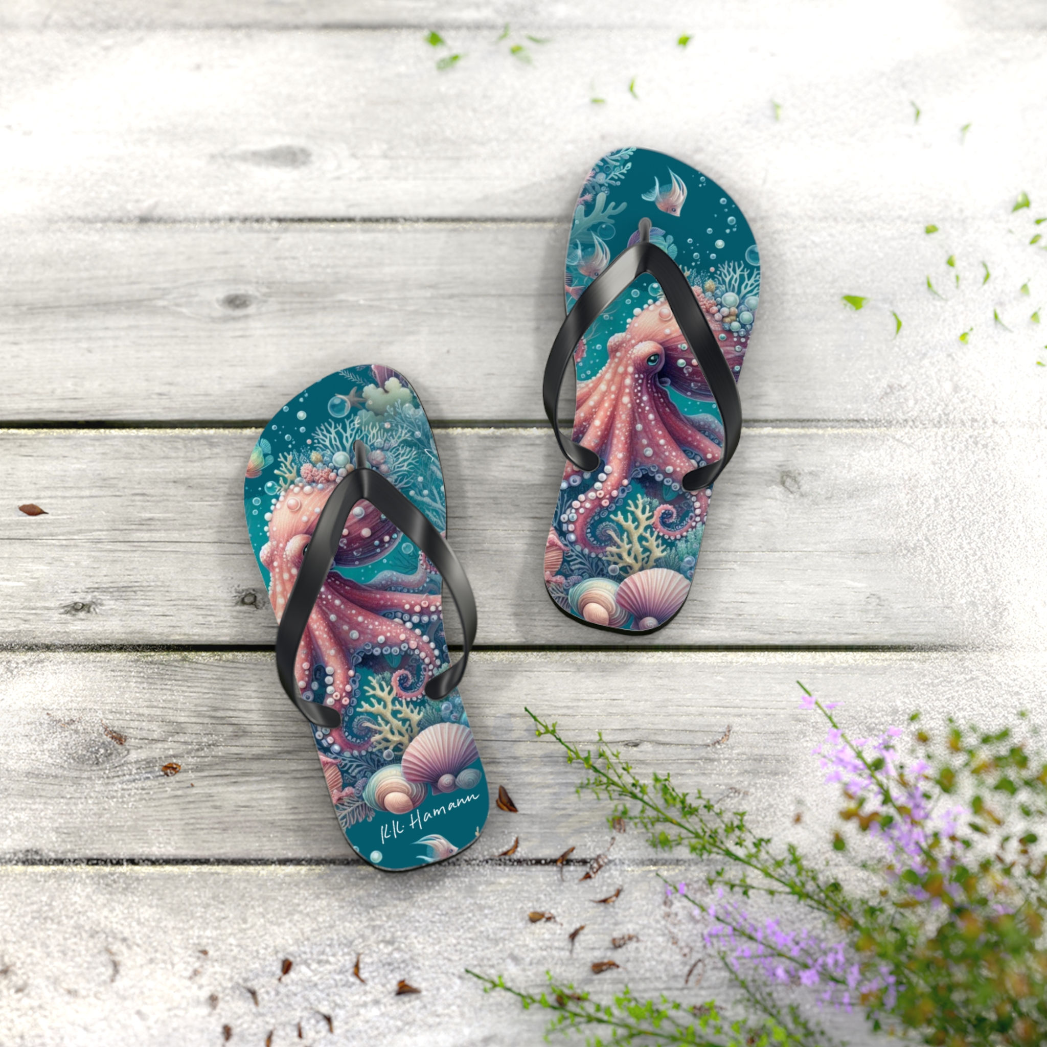  Octopus Flip Flops "Imaginary Ocean"