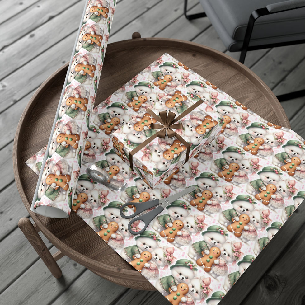 Thumbnail: Pomeranian (white) "Gingerbread"   Wrap Paper - Satin/ Matte 3 Different Sizes