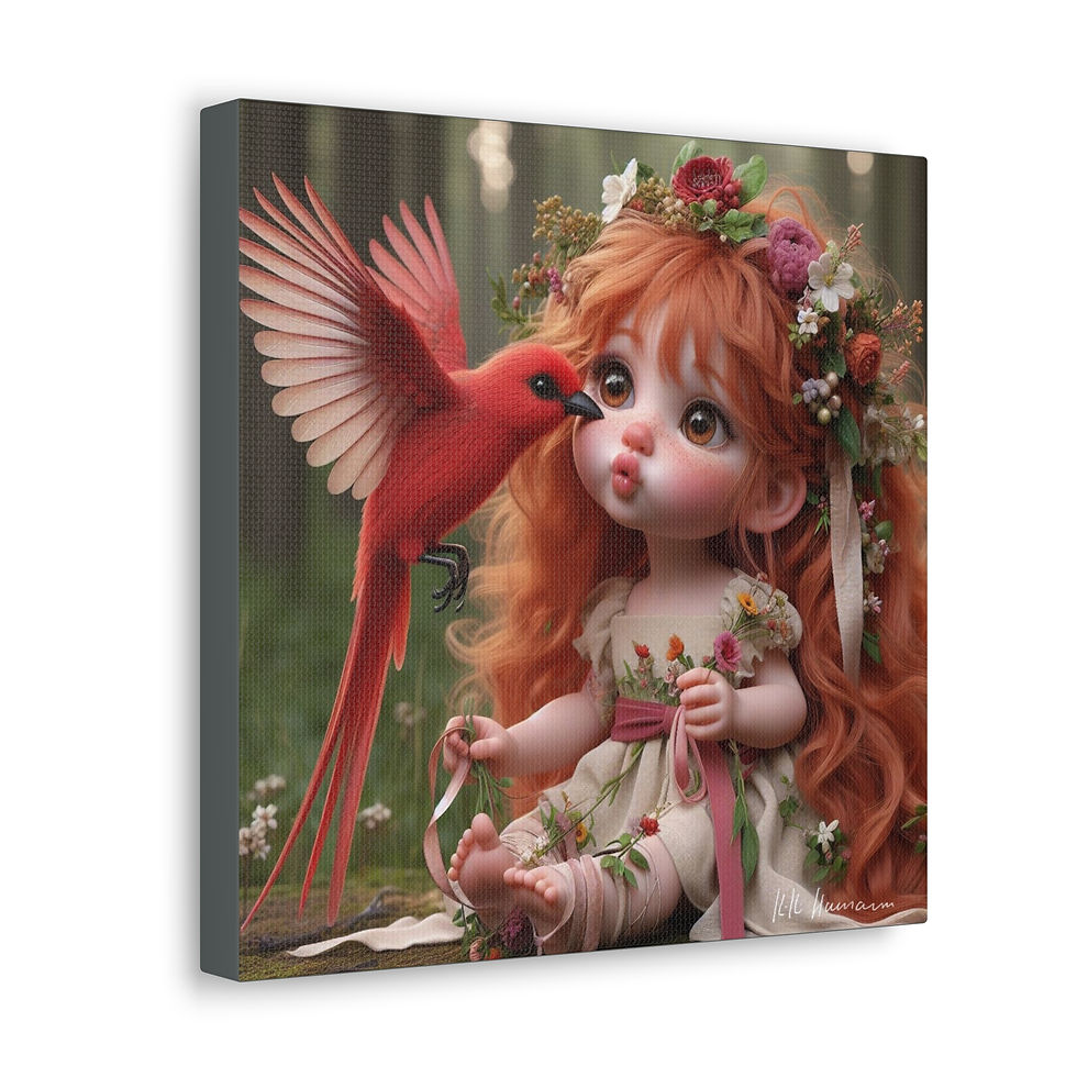 Thumbnail:  Scarlet Tanager 1 - Canvas Print - Gallery Style -  Birdie Fairies