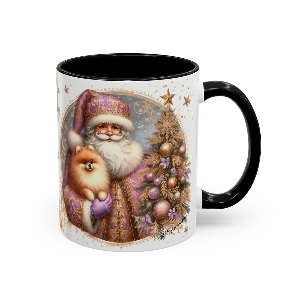 Thumbnail: Pomeranian "Purple Santa" - Accent Coffee Mug 11 oz