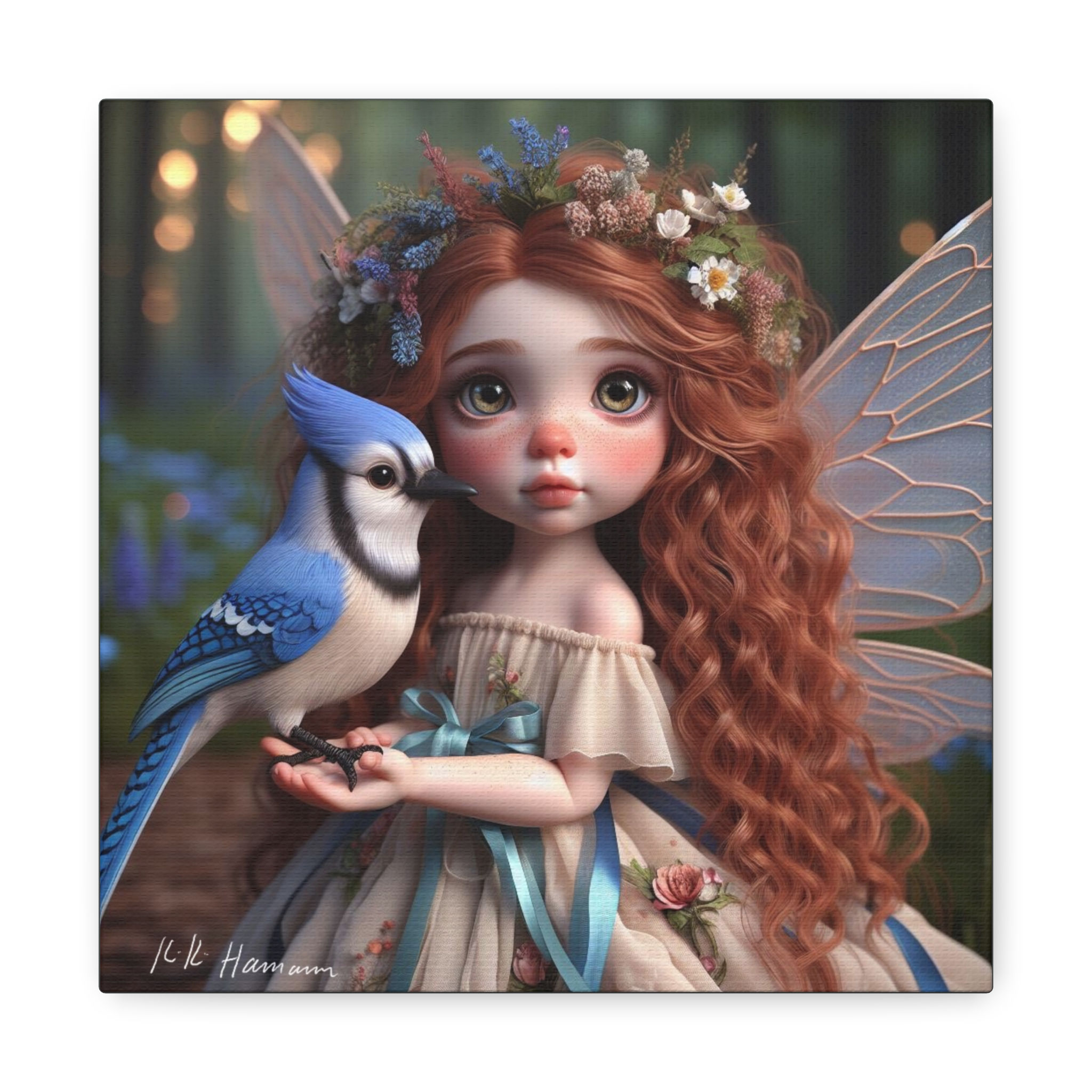 Blue Jay 5 - Canvas Print - Gallery Style -  Birdie Fairies