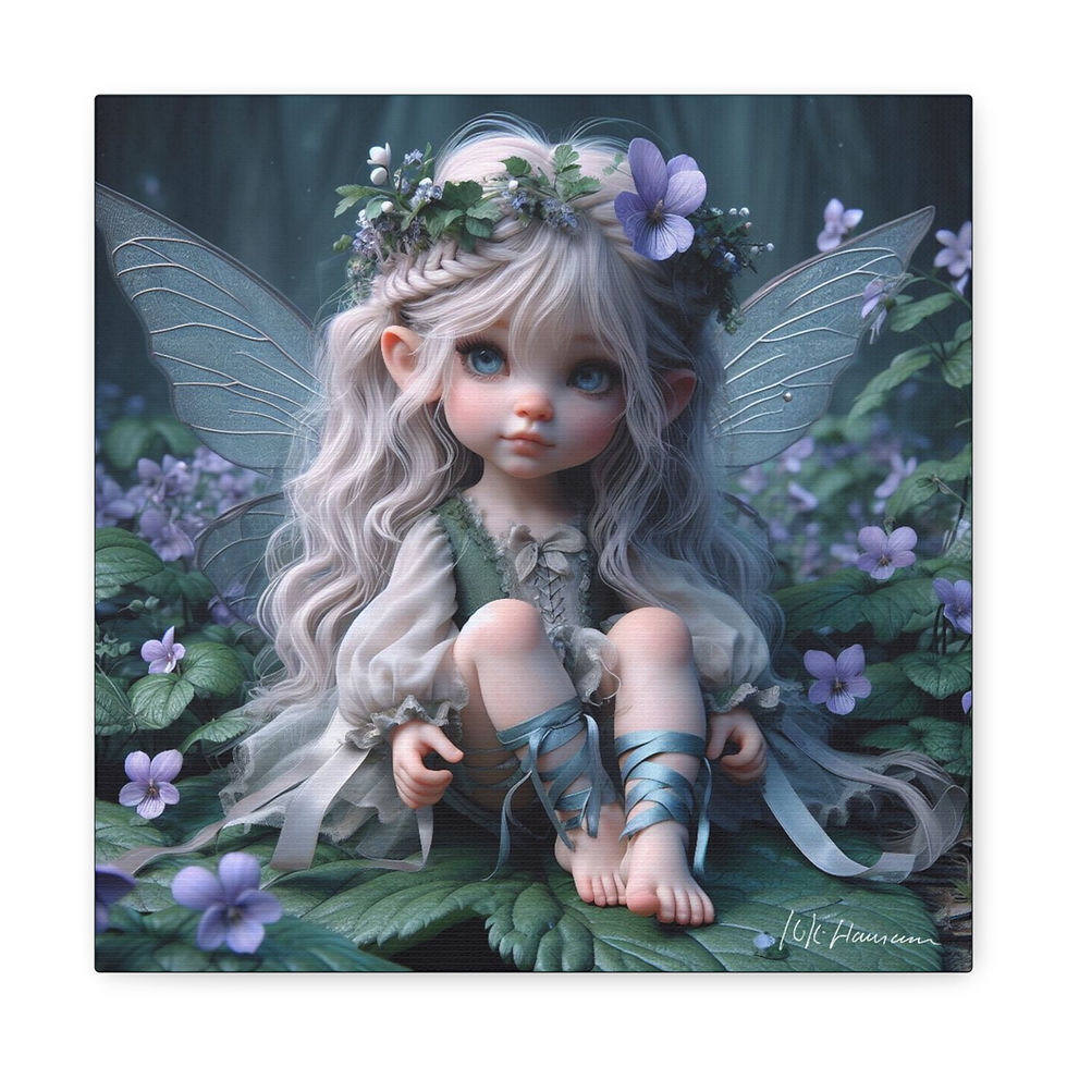 Thumbnail: Violet 2 - Canvas Print - Gallery Style -  Flower Fairies