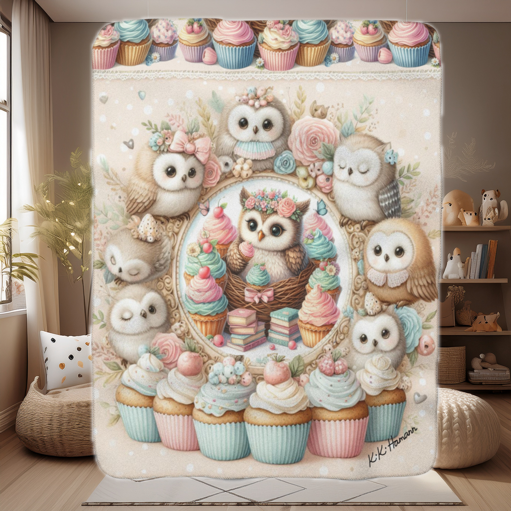 Odette the Pastry Pilferer Sherpa Blanket (Cupcake Nest) | Kiki Baby