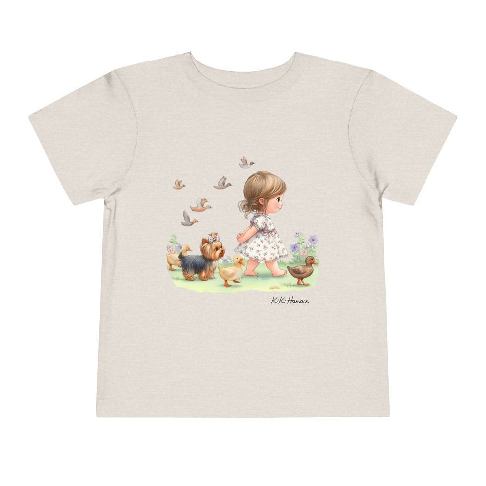 Thumbnail: Toddler Short Sleeve Tee - Ducks in a Row with Yorkie