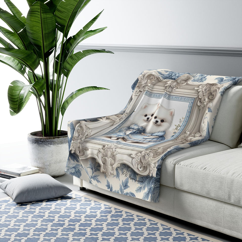 Thumbnail: Pomeranian (White) - "Blues"  -Sherpa Blanket - Super Soft