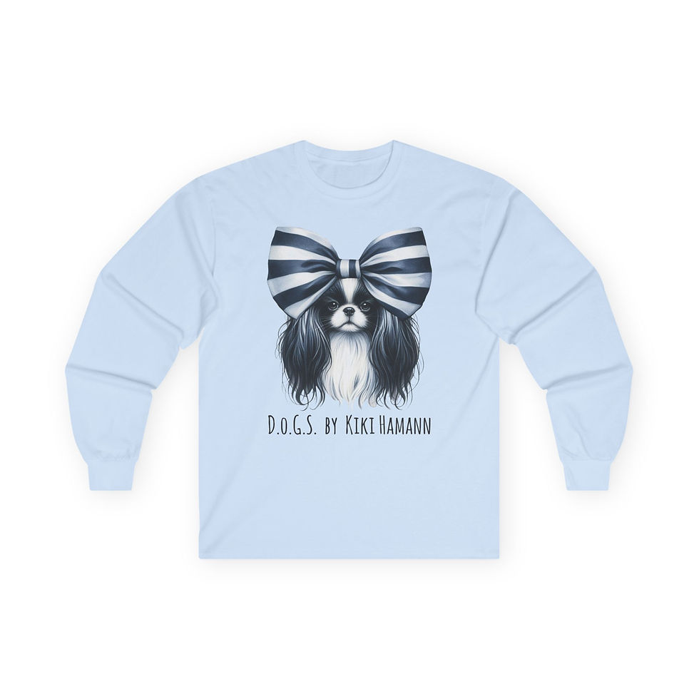 Thumbnail: Japanese Chin "Bow"  Ultra Cotton Long Sleeve Tee 