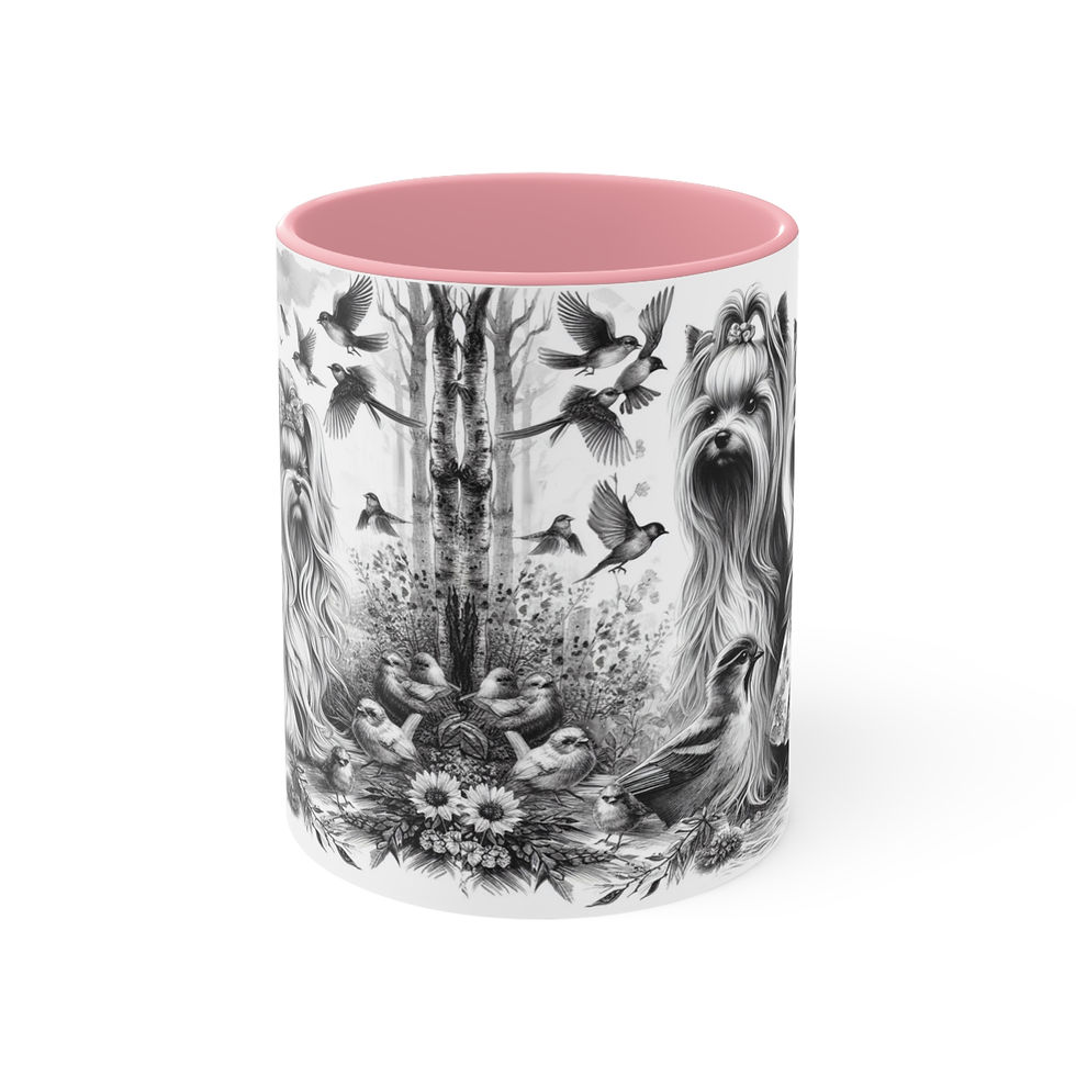 Yorkie French Style  "Black Toile de Jouy "  Art Mug