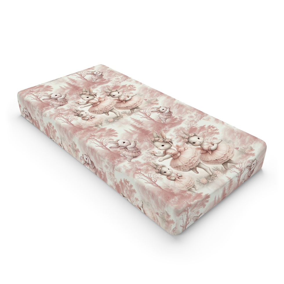 Kiki Baby Grace Bunny Ballet Toile Changing Pad Cover