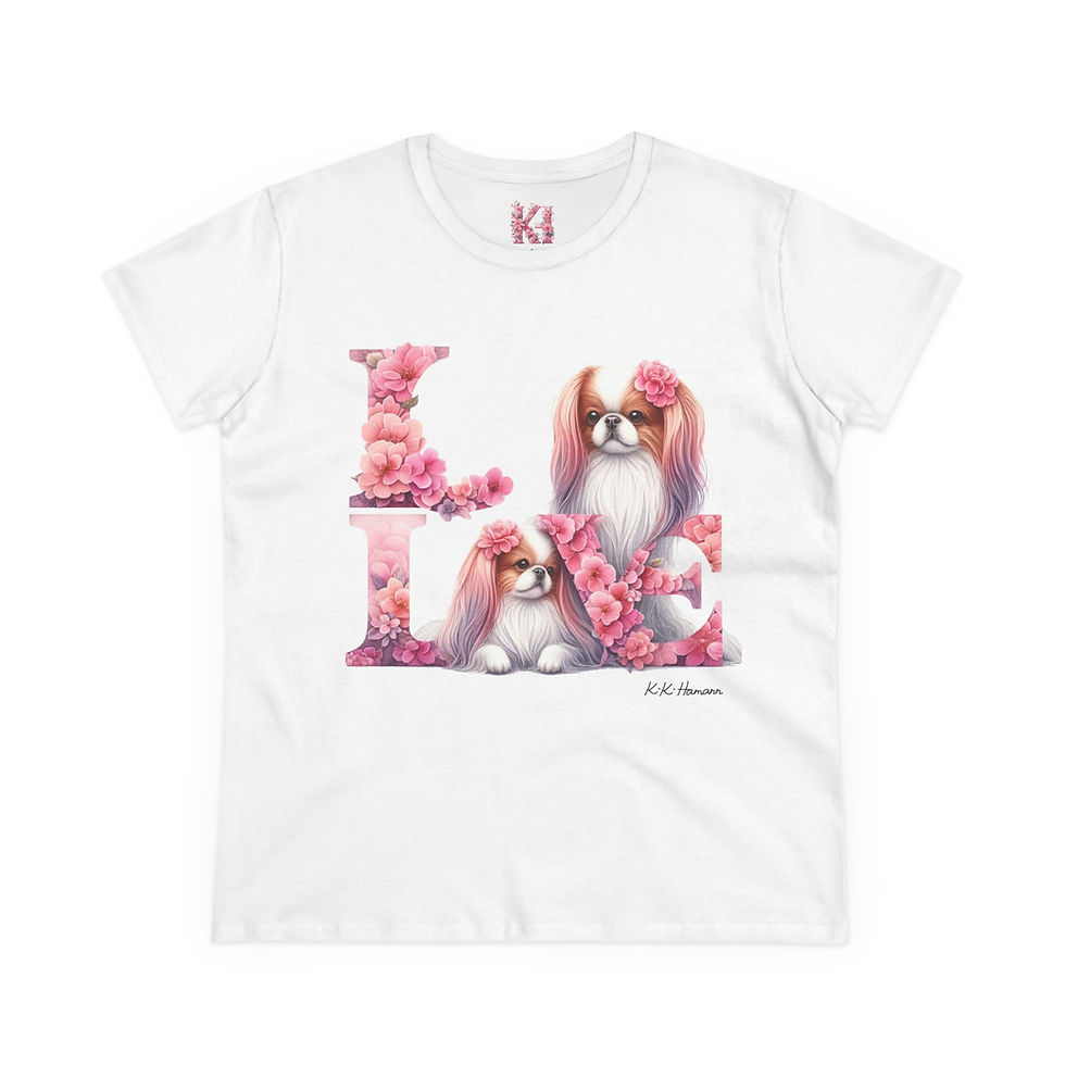 Thumbnail: Japanese Chin "Love" - Women's Midweight Cotton Tee