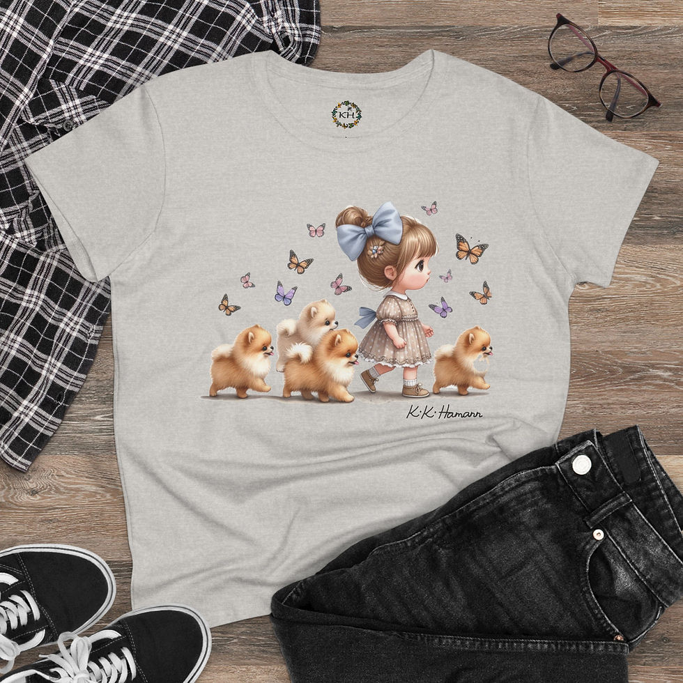 Thumbnail: Pomeranians - Inner Child - Women's Midweight Cotton Tee