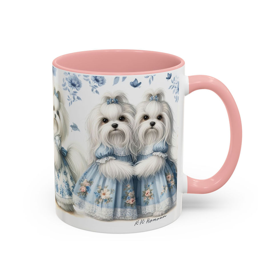Thumbnail: Maltese "Blues" - Accent Coffee Mug 11 oz - Toile de Jouy