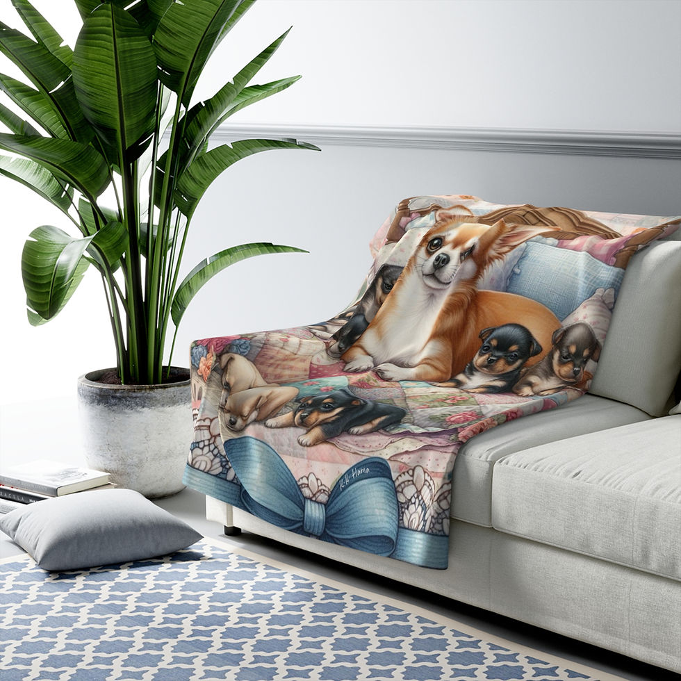 Thumbnail: Chihuahua Smooth Coat -Patchwork -Sherpa Fleece Blanket - Super Soft, throw