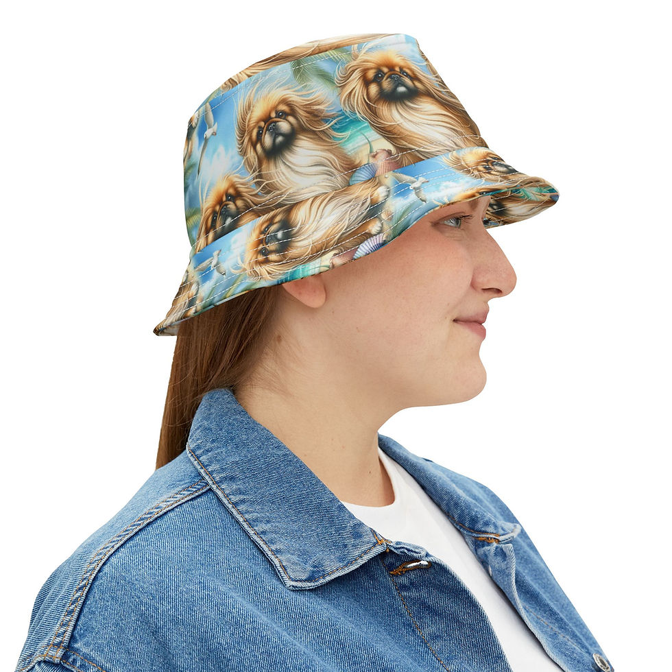 Thumbnail: Pekingese  "Gone to the Beach" Bucket Hat 