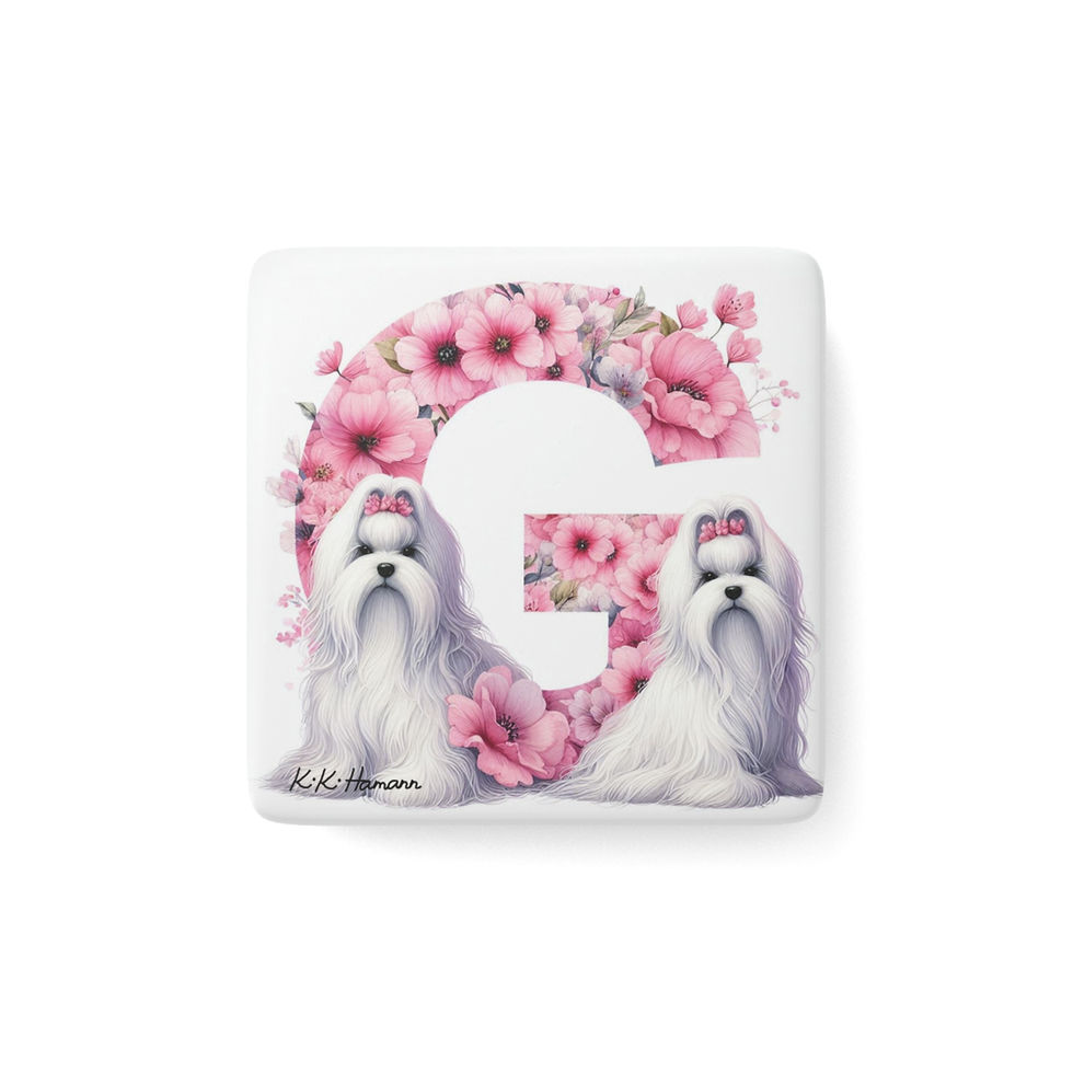 Maltese Letter G -  2" Porcelain Magnet, Square