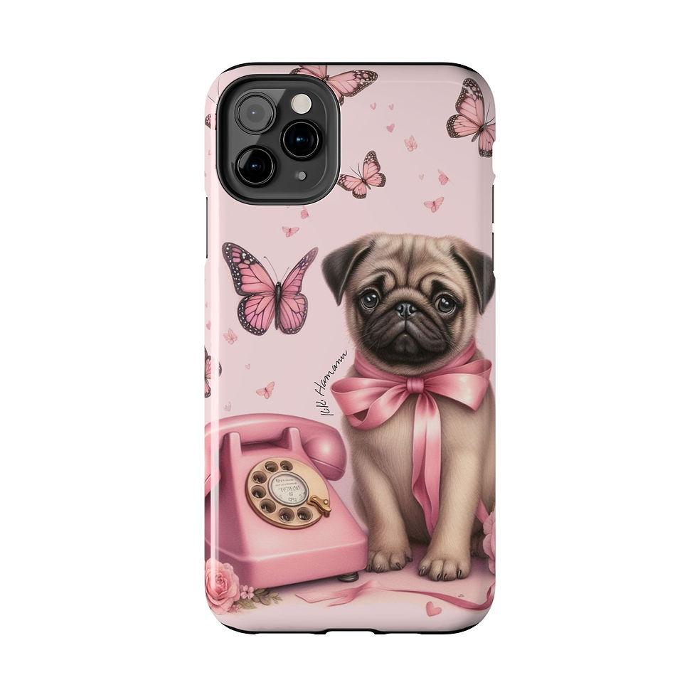 Thumbnail: Iphone Pug Pink Retro Phone - Tough  Cases