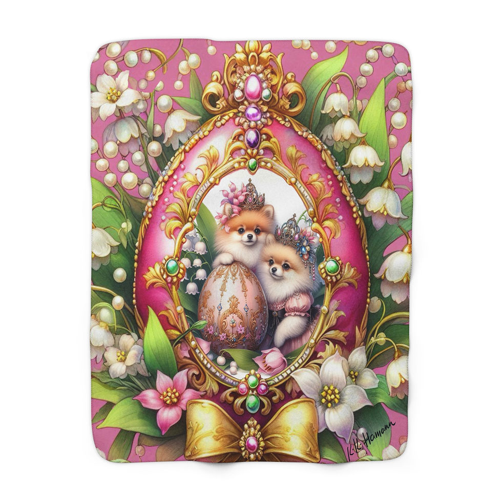 Pomeranian "Faberge Tribute Lily"  -Sherpa Blanket 