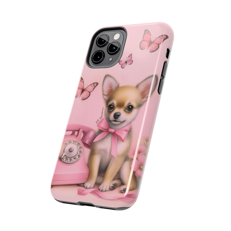 Thumbnail: Iphone Chihuahua Pink Retro Phone - Tough  Cases