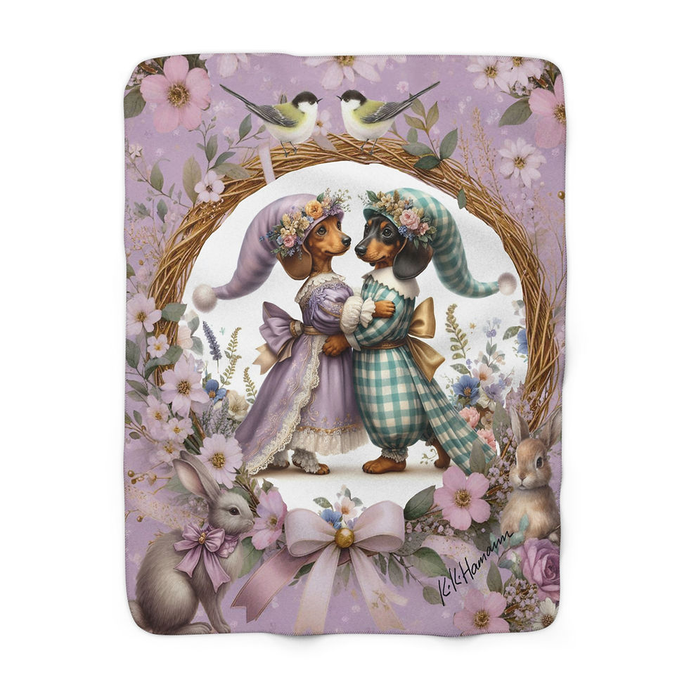 Dachshund (Doxie)  - Spring Elves  -Sherpa Blanket 