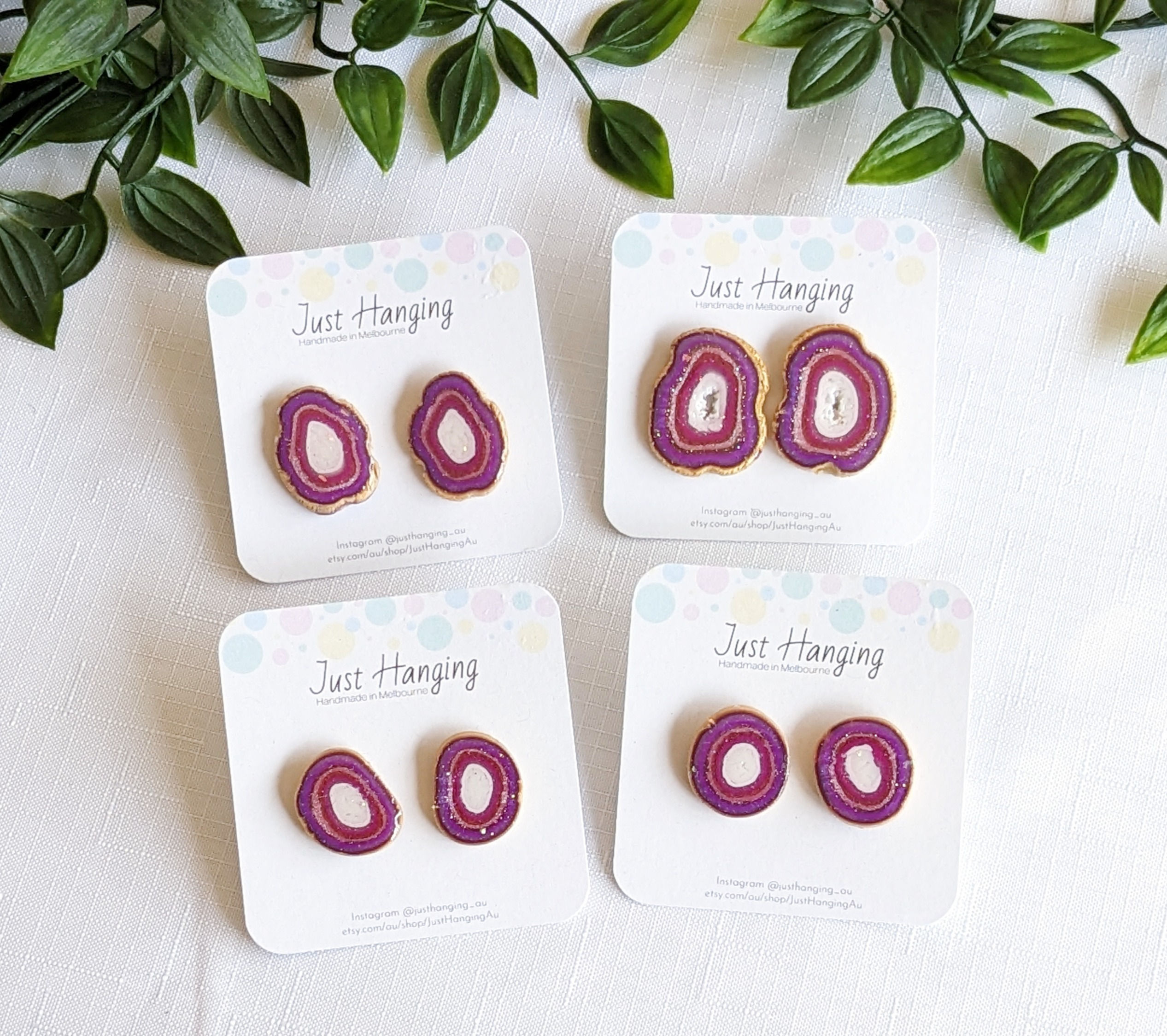 Faux Pink Agate Studs