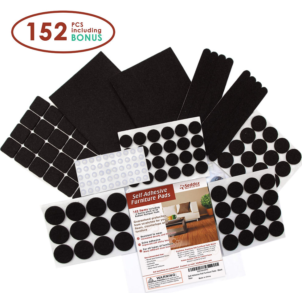Premium Felt Furniture Pads Set - 152 pieces - Black